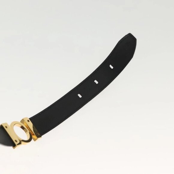 Salvatore Ferragamo Belt Leather 30.3"" Gold Black Auth sw1434 - Picture 9 of 9